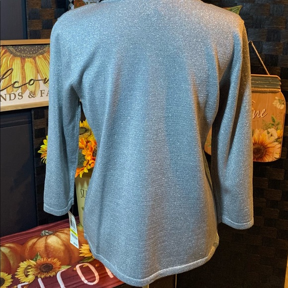 Women’s gray blouse with stones around neckline size medium. - Picture 3 of 6